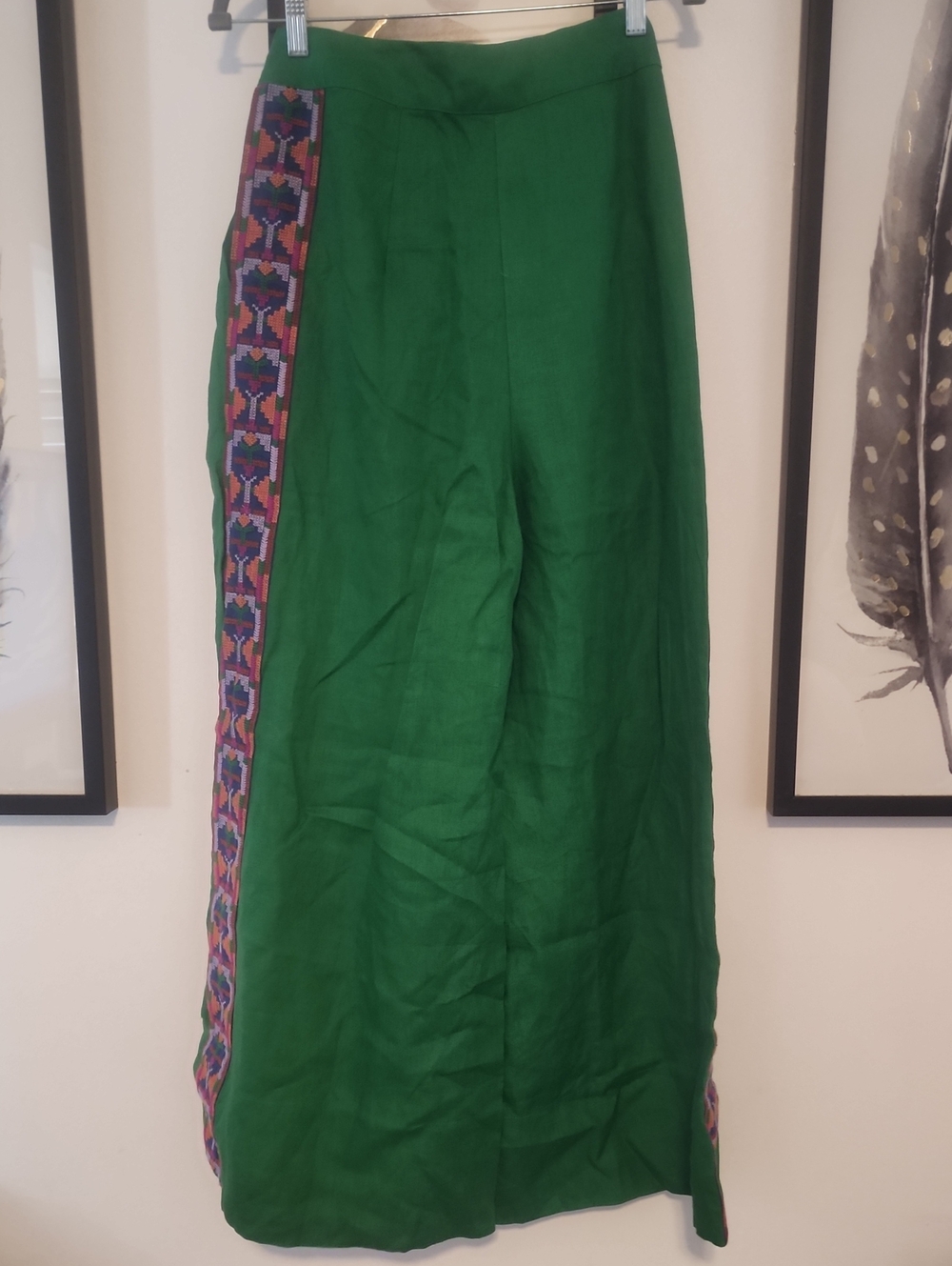 Farm Rio Green Embroidered Linen Pant - Picture 4 of 4
